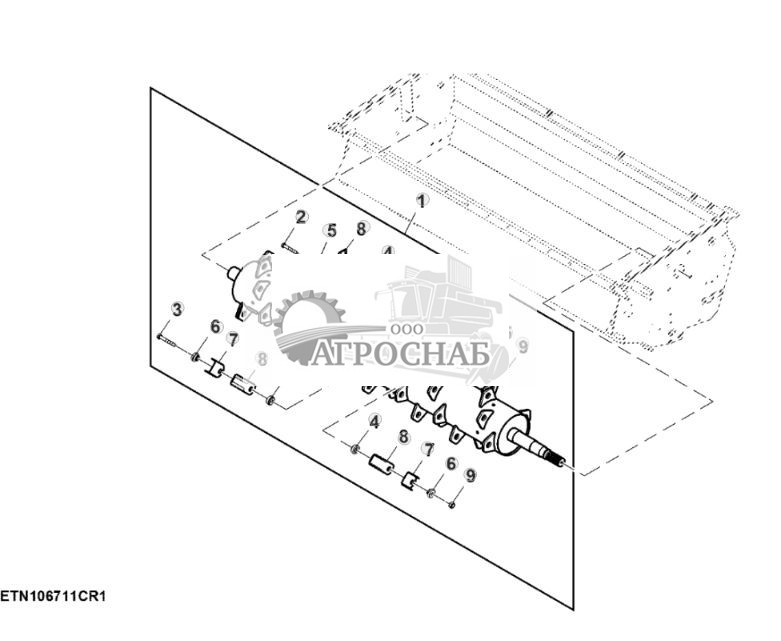 Ротор с зубчатыми ножами и лопатками, соломоизмельчитель сверхтонкого реза - ST818100 869.jpg